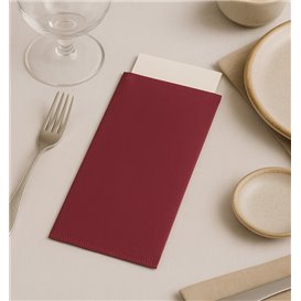 Saqueta de Talheres com Guardanapo Bordeaux 11x25cm (100 Uds)