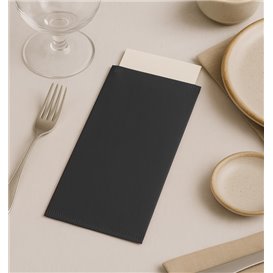 Saqueta de Talheres com Guardanapo Preta 11x25cm (800 Uds)