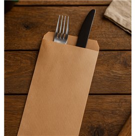 Saqueta de Talheres Kraft Verjurado 11x24cm (100 Uds)