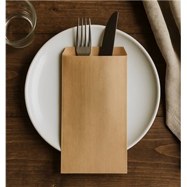 Saqueta de Talheres Kraft Verjurado 11x24cm (100 Uds)