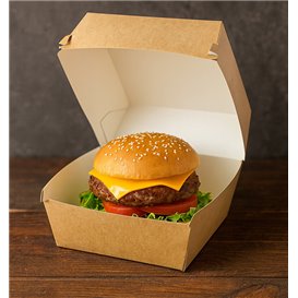 Caixa Hamburguer Mega Kraft Fechamento Duplo 15,5x15,5x10cm (50 Uds)