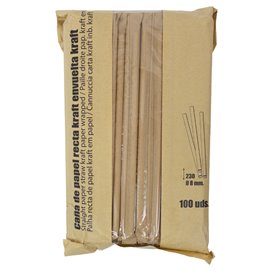 Palhinha Papel Reta Embalado Kraft Ø0,8x23 cm (100 Uds)