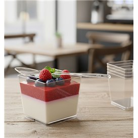 Colher degustação Reutilizável PS Transparente 10 cm (100 Uds)