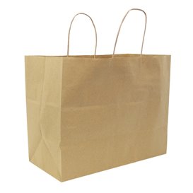 Saco Papel Kraft com Alça Torcida 80g/m² 32+16x26cm (25 Uds)