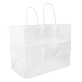 Saco Papel Branco com Alça Plana 80g/m² 32+16x27cm (25 Uds)