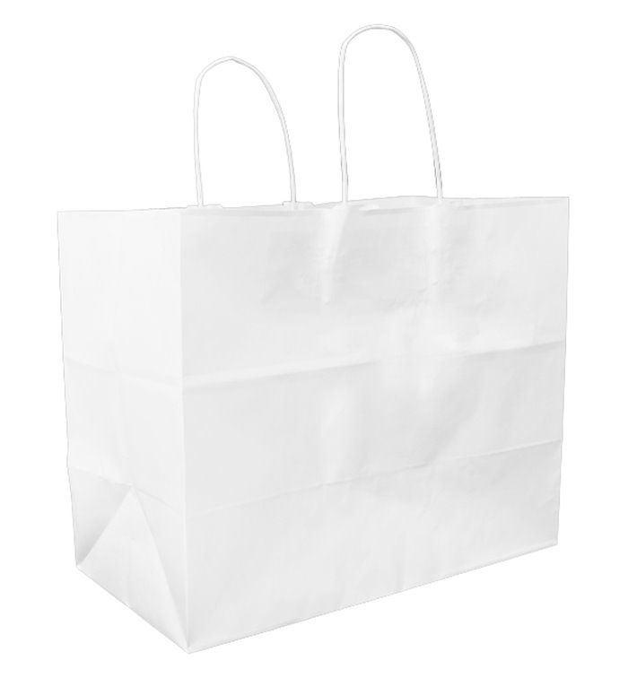Saco Papel Branco com Alça Plana 80g/m² 32+16x27cm (25 Uds) Saco Papel Branco com Alça Plana 80g/m² 32+16x27cm (25 Uds)