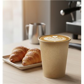 Copo de Cartão Kraft-Kraft 9Oz/280ml Ø7,7cm (50 Uds)