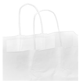 Saco Papel Branco com Alça Plana 80g/m² 32+16x27cm (25 Uds)