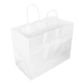 Saco Papel Branco com Alça Plana 80g/m² 32+16x27cm (25 Uds)