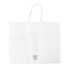 Saco Papel Branco com Alça Plana 80g/m² 32+16x27cm (25 Uds)