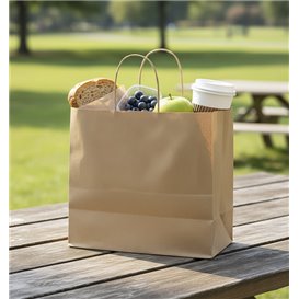 Saco Papel Kraft com Asas Torcidas 80 g/m² 32+16x26cm (25 Uds)