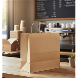 Saco Papel Kraft com Asas Torcidas 80 g/m² 26+17x26cm (250 Uds)