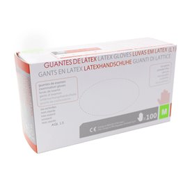 Luvas de Látex sem Talco Branco Medida M AQL 1.5 (100 Uds) 
