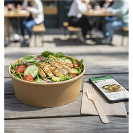 Terrina Cartão Kraft-Kraft com Tampa RPET 38 Oz/1140ml (25 Uds) Terrina Cartão Kraft-Kraft com Tampa RPET 38 Oz/1140ml (25 Uds)