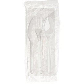 Conjunto Garfo, Colher, Faca e Guardanapos transp. (25 Uds)