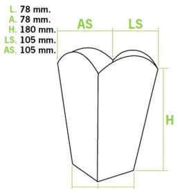Caixa Pipocas Mediana Branca 90gr 7,8x10,5x18cm (25 Uds)