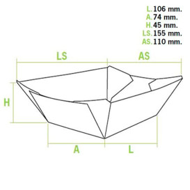 Barqueta Cartolina Kraft 10,6x7,3x4,5cm 350ml (25 Uds)