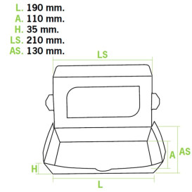 Embalagem Cartolina Janela 21x13x3,5cm 730ml (25 Uds)