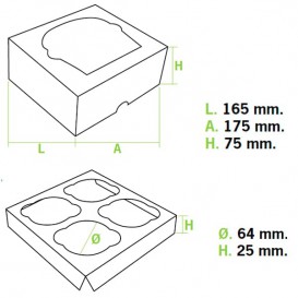 Caixa 4 Cupcakes Rosa 17,3x16,5x7,5cm (140 Unidades)
