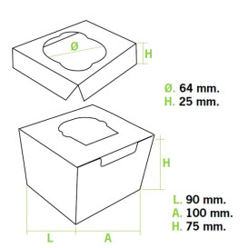 Caixa 1 Cupcake Branco 11x10x7,5cm (200 Unidades)