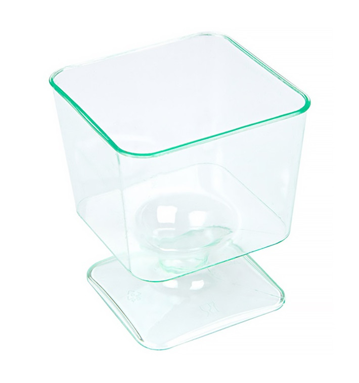 Copo Plastico Quadrado com Pé Verde Trans. 60 ml Copo Plastico Quadrado com Pé Verde Trans. 60 ml