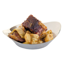 Tigela Degustação de Plástico Oval Prata 30ml 8x2cm 