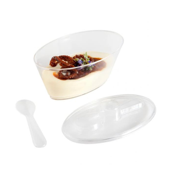 Tigela Plastico Oval com Tampa e Colher 10,1x6,1x6cm Tigela Plastico Oval com Tampa e Colher 10,1x6,1x6cm