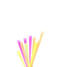 Palhina Direita Neon para Bebidas Ø8mm 70cm (25 Unidades)