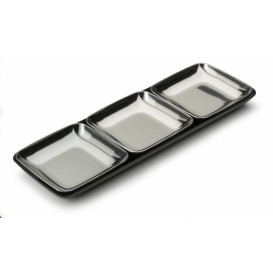 Bandeja Plastico Degustação Preto 6x19cm (20 Uds)